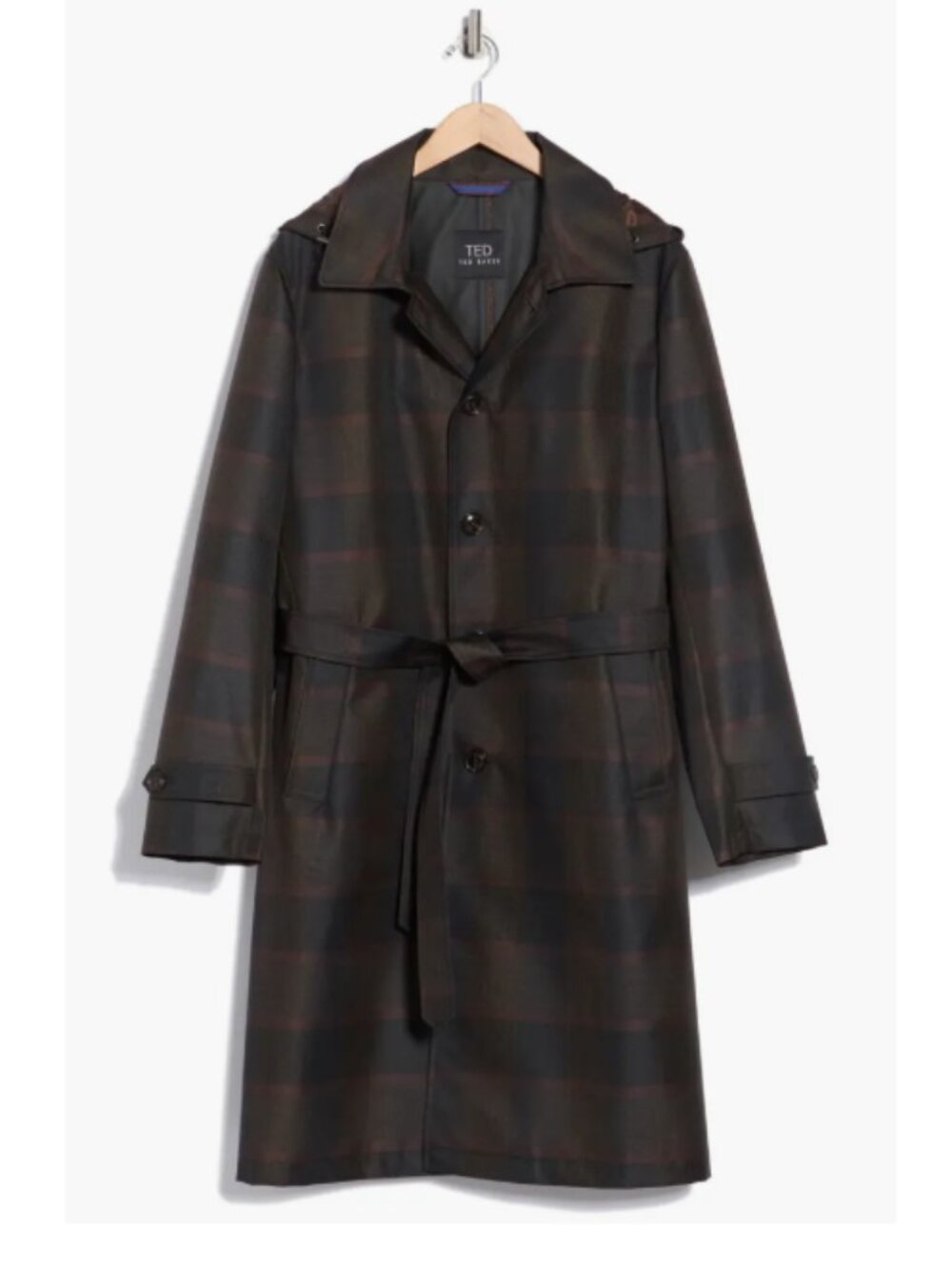 Plaid Rain Trench Coat Ted by Ted Baker Size 44 (XL)